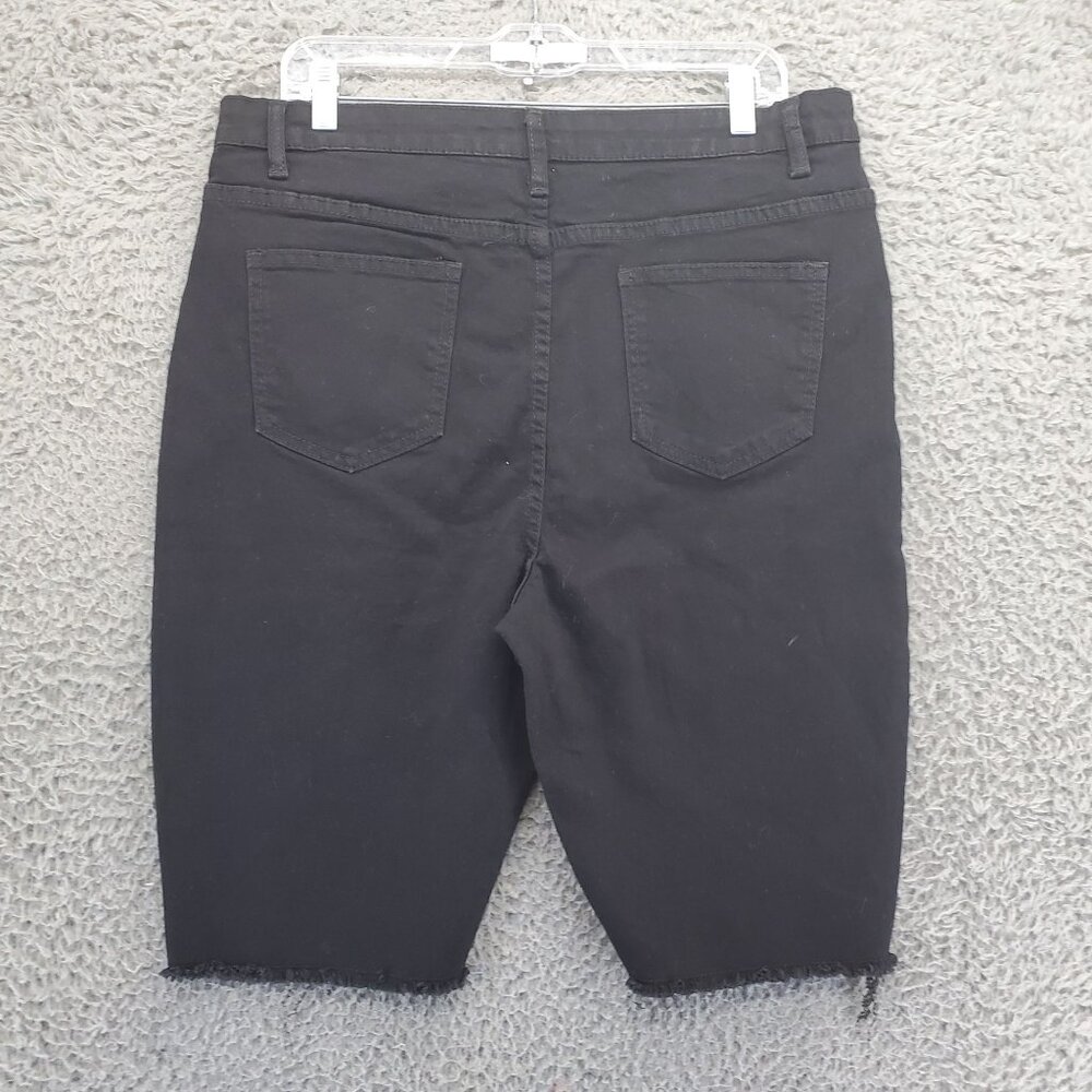 Boohoo Shorts Womens 12 Black High Rise Stretch Cycling Denim Style *NWT* - Picture 12 of 13
